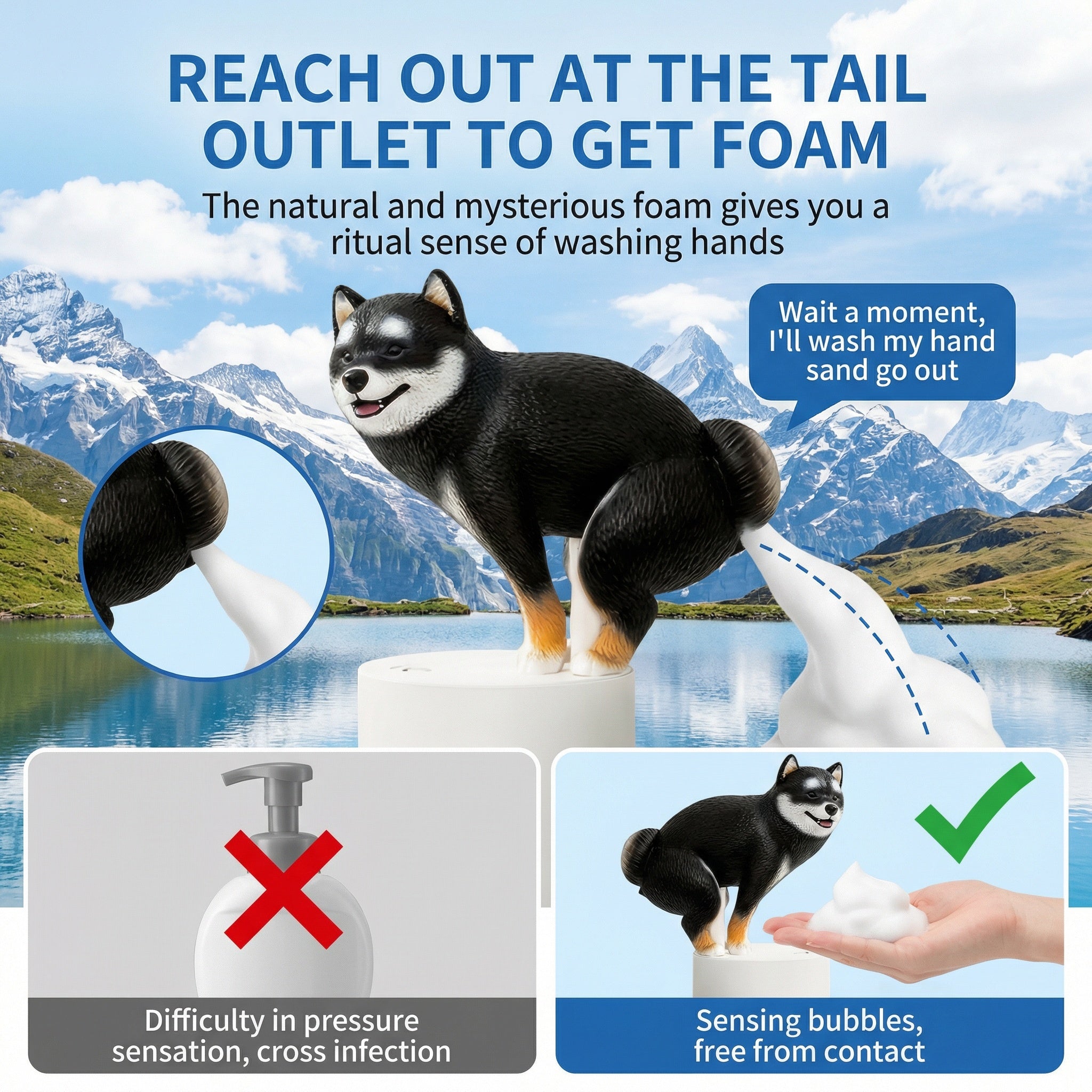 Fun Animal Series Foam Soap Dispenser-Shiba Inu,Pigeon,Shaped Foam Hand Washer,Automatic Soap Dispenser for Bathroom & Kitchen, Hilarious Gift for Kids, Adults