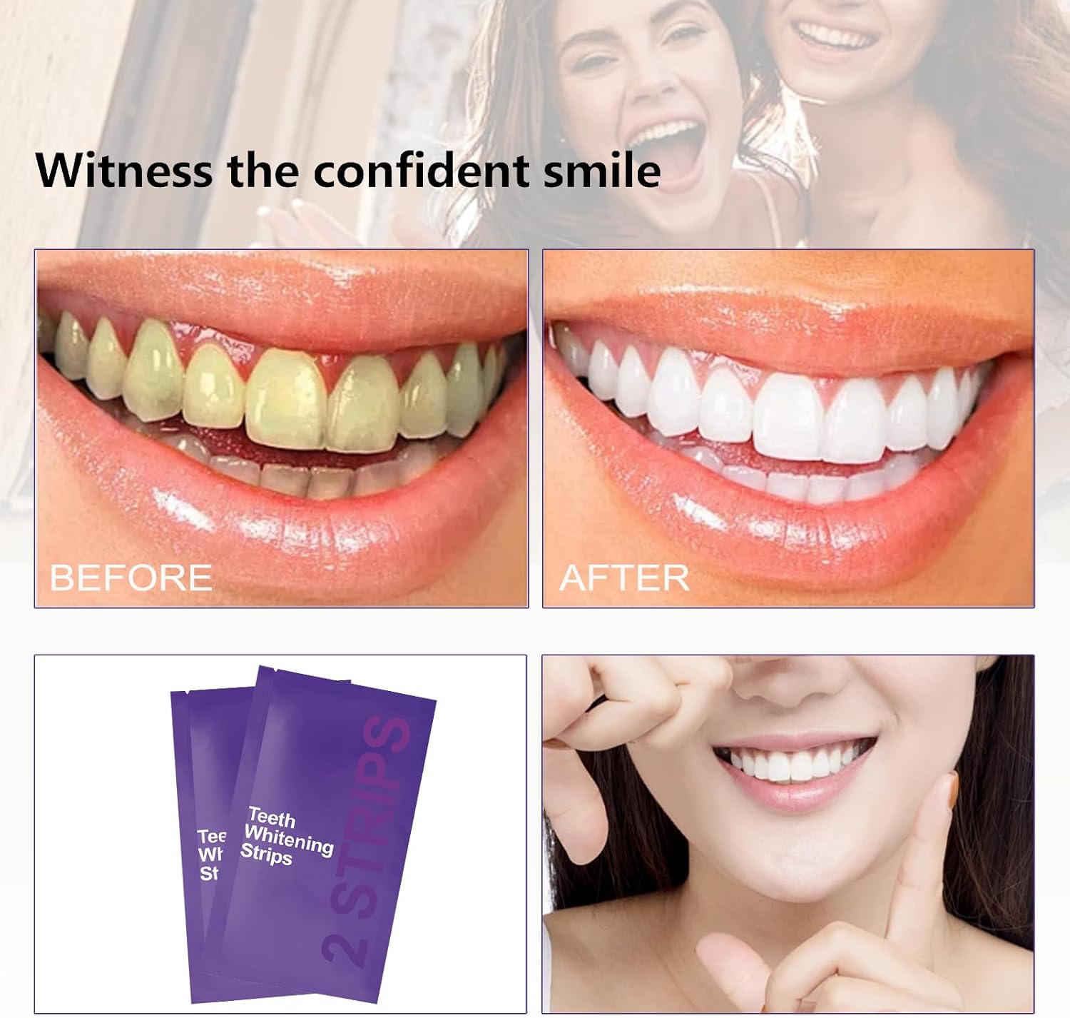 Feimuko Purple Teeth Whitening Strips - 7/14 Whitening Sessions - Safe for Enamel - Non Sensitive Teeth Whitening - Peroxide-Free