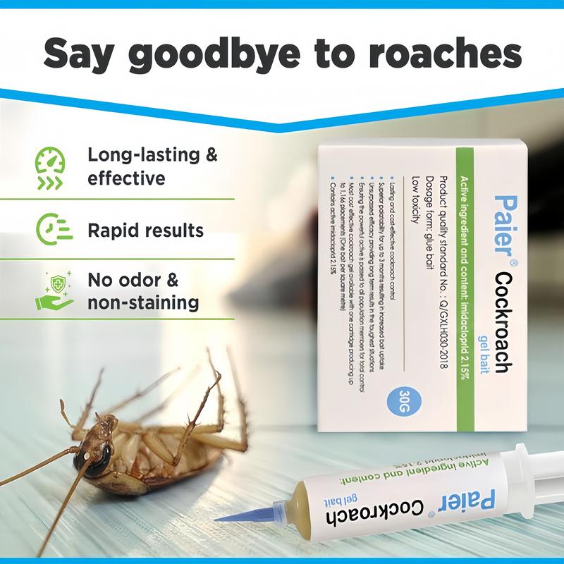Indoor Cockroach Exterminator, Insect Repellent, 1 plungers and 2 tips, German Cockroach Pest Control, Can be used indoors and outdoors, Cockroach Killing Gel for American Cockroaches, German Cockroaches and other major cockroach species