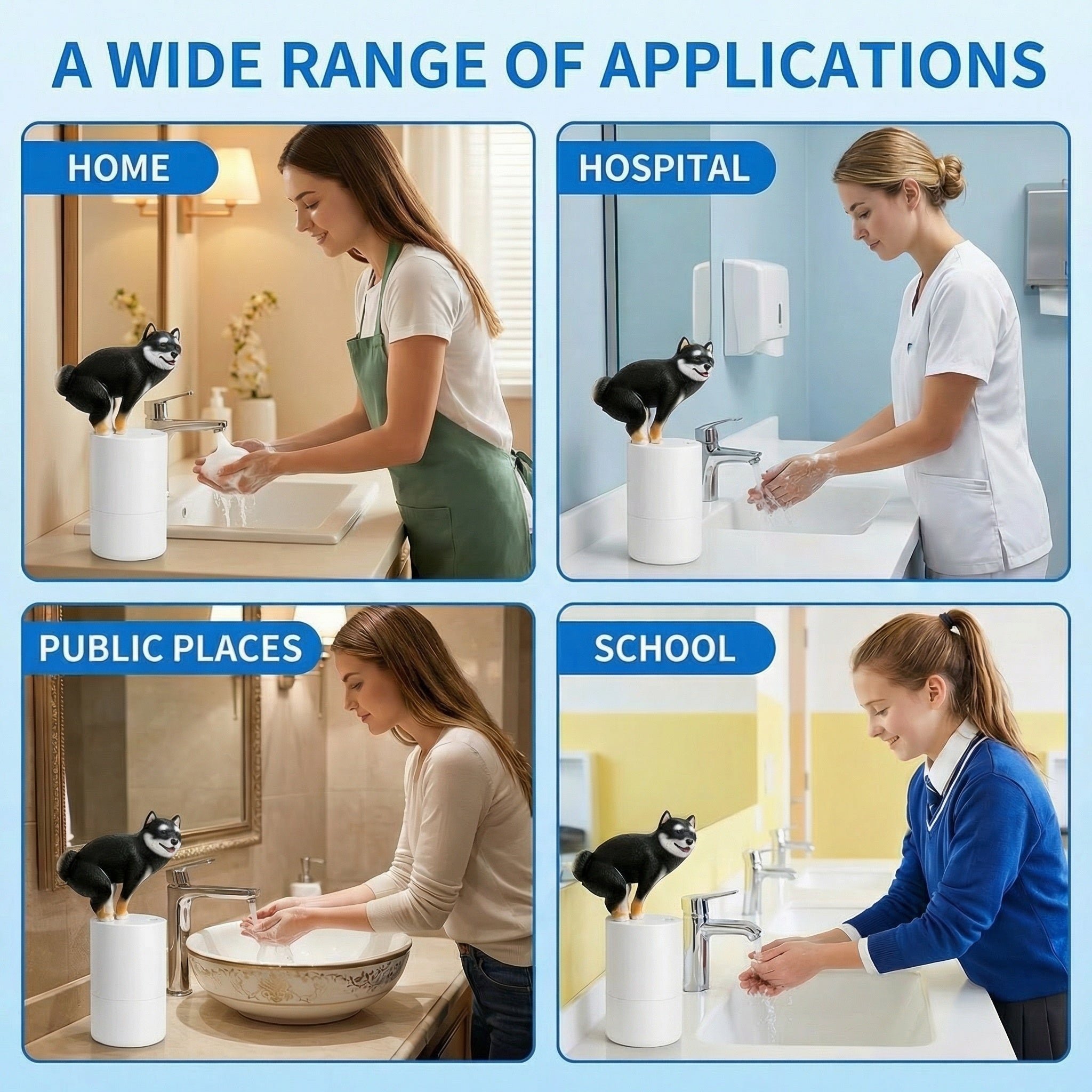 Fun Animal Series Foam Soap Dispenser-Shiba Inu,Pigeon,Shaped Foam Hand Washer,Automatic Soap Dispenser for Bathroom & Kitchen, Hilarious Gift for Kids, Adults